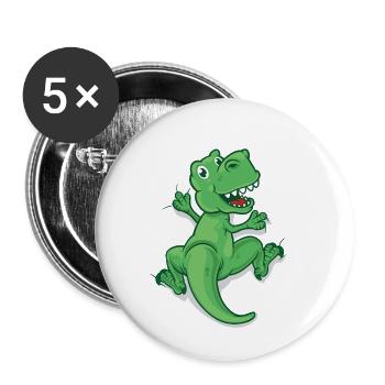 Escalade Dino T-Rex - Lot de 5 petits badges (25 mm) - blanc - Devant