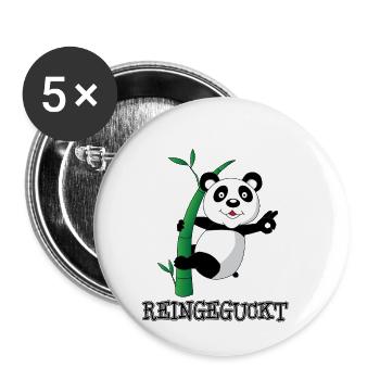 Reingeguckt Panda Bär lenkt mit Karte ab Geschenk - Buttons klein 25 mm (5er Pack) - Weiß - Vorne