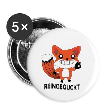 Reingeguckt Fuchs ist lustig Geschenk - Buttons klein 25 mm (5er Pack) - Weiß - Vorne