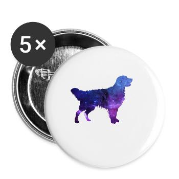 Golden Retriever Chien Star Galaxy Universe Gesch - Lot de 5 petits badges (25 mm) - blanc - Devant