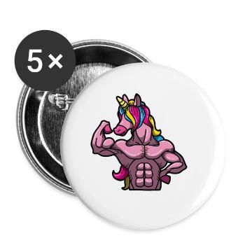 Einhorn Workout Gym Fitness Muskel Superkräfte - Buttons klein 25 mm (5er Pack) - Weiß - Vorne