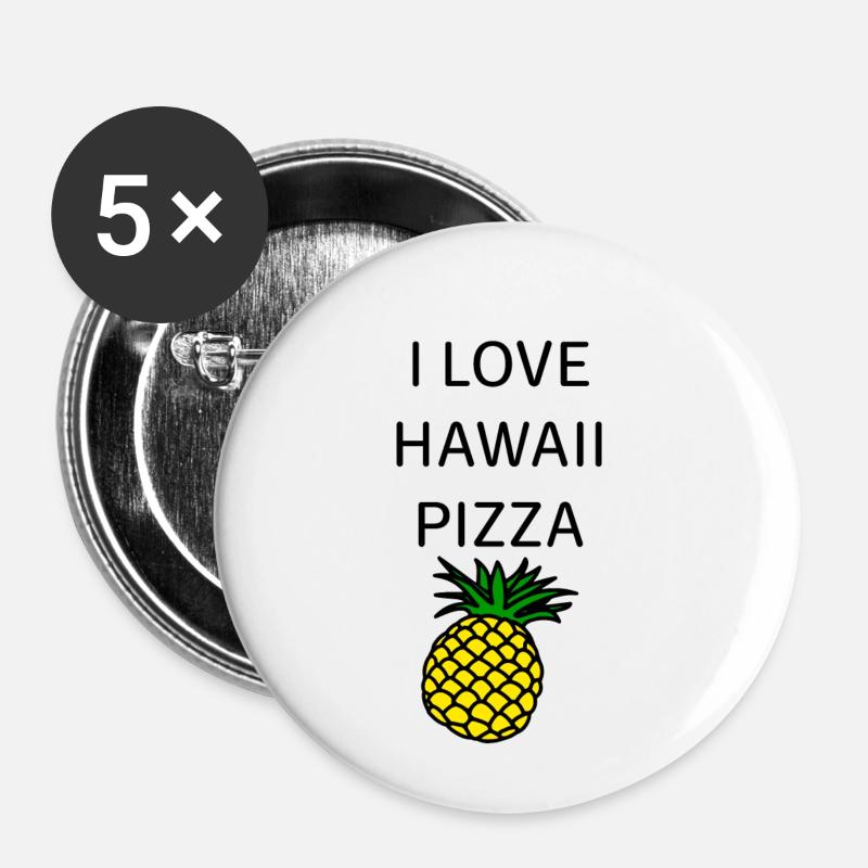 Hawaii pizza - Buttons small 1''/25 mm (5-pack) - white