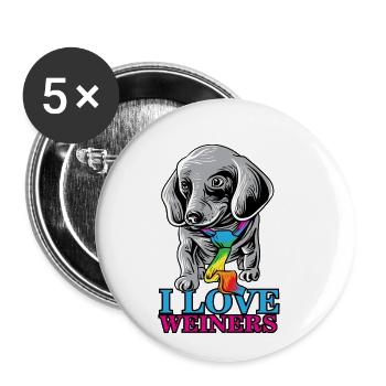 I love weiners pride LGBTQ march gay LGBTQ shirt - Buttons small 1''/25 mm (5-pack) - white - Front