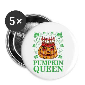 Reine citrouille petite fille princesse fête de l'halloween - Lot de 5 petits badges (25 mm) - blanc - Devant
