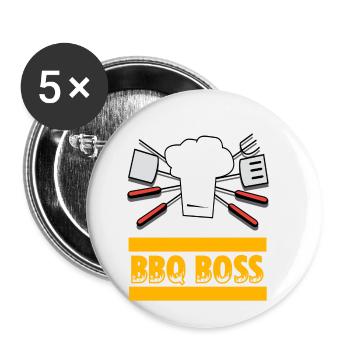 BBQ BOSS Geschenk - Buttons klein 25 mm (5er Pack) - Weiß - Vorne