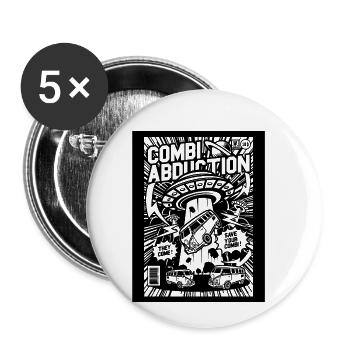 Alien Entführung Comic Ufo fliegende Untertasse - Buttons klein 25 mm (5er Pack) - Weiß - Vorne