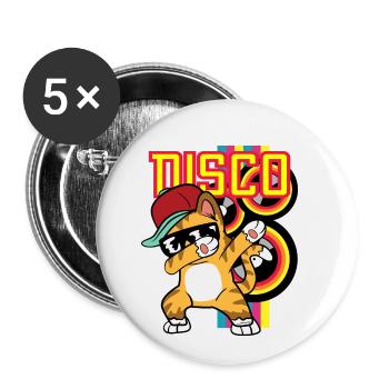 Dabbing Dab Katze Rapper Hiphop Hip Hop Disco - Buttons klein 25 mm (5er Pack) - Weiß - Vorne
