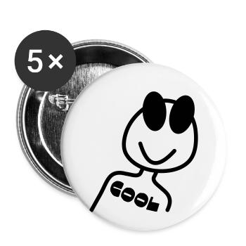 Figure de bâton COOL - Lot de 5 petits badges (25 mm) - blanc - Devant