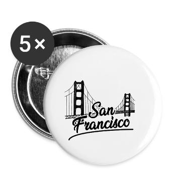 Pont du Golden Gate à San Francisco - Lot de 5 petits badges (25 mm) - blanc - Devant