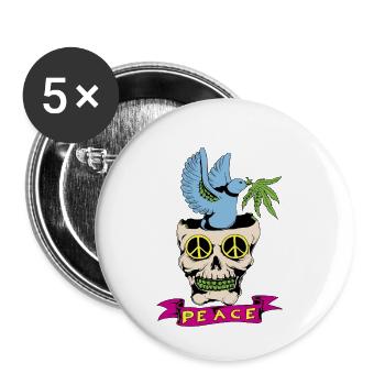 Peace Geschenk - Buttons klein 25 mm (5er Pack) - Weiß - Vorne