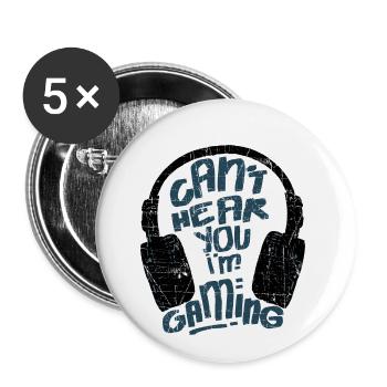 Gamer - Buttons klein 25 mm (5er Pack) - Weiß - Vorne
