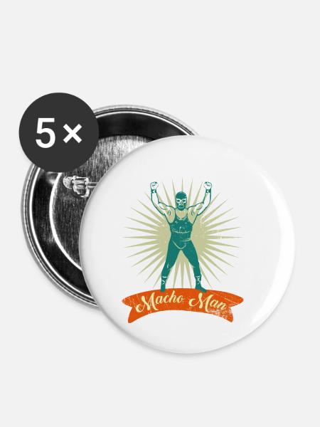 Wrestling Macho Man - Buttons klein 25 mm (5er Pack) - Weiß