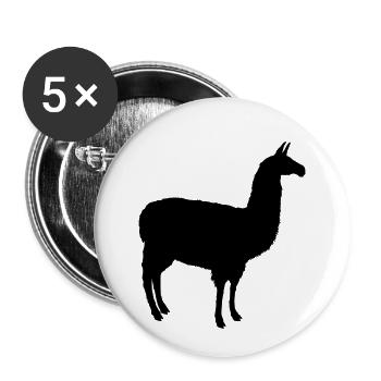 Lama noir - Lot de 5 petits badges (25 mm) - blanc - Devant