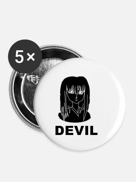 Devil - Buttons klein 25 mm (5er Pack) - Weiß
