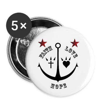 Faith love hope - Lot de 5 petits badges (25 mm) - blanc - Devant