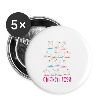 Yoga du poulet - Lot de 5 petits badges (25 mm) - blanc - Devant