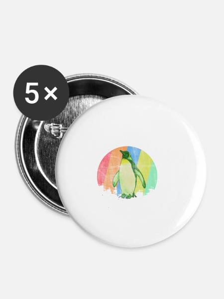 Pinguin - Buttons klein 25 mm (5er Pack) - Weiß