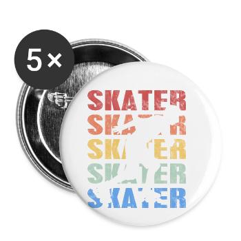 Vintage Retro Style Inline Skater Rollschuhe - Buttons klein 25 mm (5er Pack) - Weiß - Vorne