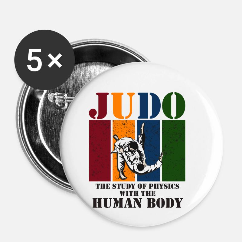 Judo - Buttons klein 25 mm (5er Pack) - Weiß
