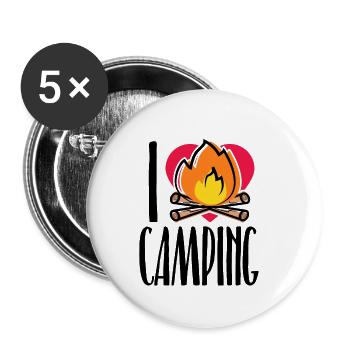 Camping T Shirt - Buttons klein 25 mm (5er Pack) - Weiß - Vorne