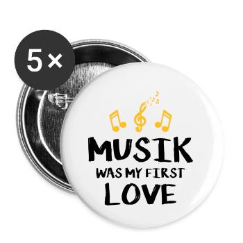 music was my first love - Buttons small 1''/25 mm (5-pack) - white - Front