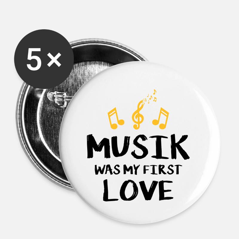 music was my first love - Buttons small 1''/25 mm (5-pack) - white