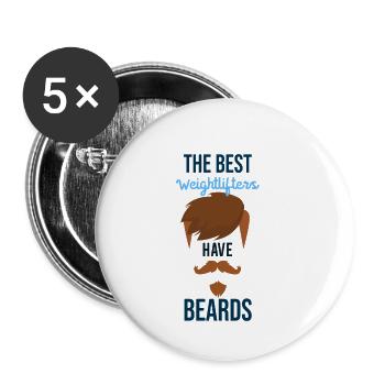 Les meilleurs haltérophiles ont des barbes - Lot de 5 petits badges (25 mm) - blanc - Devant