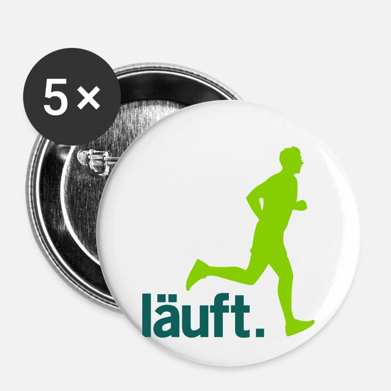 Läufer Mann läuft. Vector - Buttons klein 25 mm (5er Pack) - Weiß