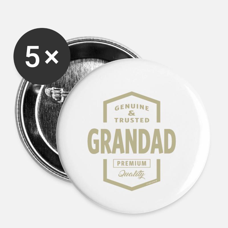 Grandad Véritable - Lot de 5 petits badges (25 mm) - blanc