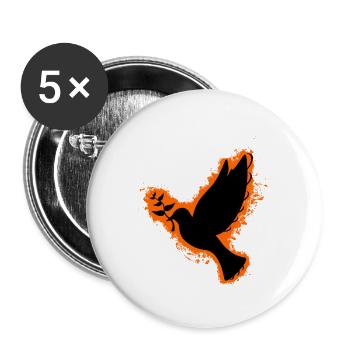 Silhouette colombe orange et contour noir - Lot de 5 petits badges (25 mm) - blanc - Devant