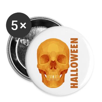Crâne d'Halloween - Lot de 5 petits badges (25 mm) - blanc - Devant