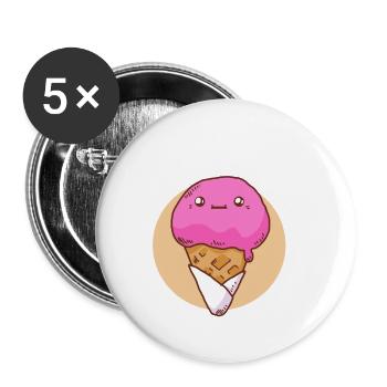 Crème glacée molle Crème glacée à la fraise Crème glacée sucrée - Lot de 5 petits badges (25 mm) - blanc - Devant