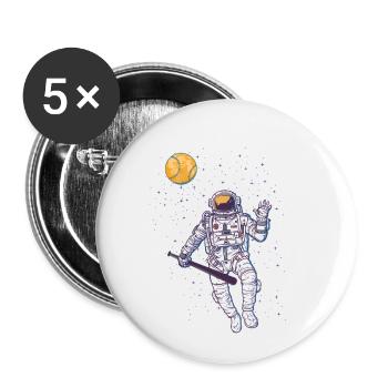 Astronaute, espace extra-atmosphérique, baseball, cadeau, lune - Lot de 5 petits badges (25 mm) - blanc - Devant