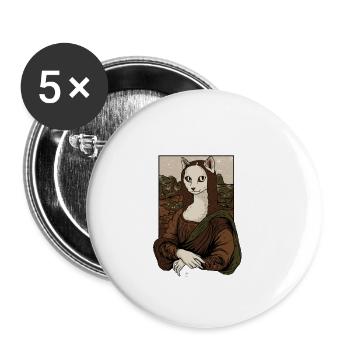 Cadeau de chats Mona Lisa - Lot de 5 petits badges (25 mm) - blanc - Devant