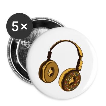 niedlicher Kopfhörer Donut - Buttons klein 25 mm (5er Pack) - Weiß - Vorne