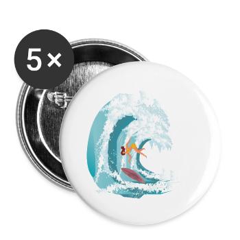 RIDE THE WAVE ! - Buttons klein 25 mm (5er Pack) - Weiß - Vorne