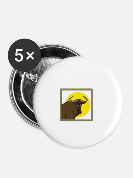 Gnu in der Sonne - Buttons klein 25 mm (5er Pack) - Weiß