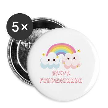 Beste Freunde Best Friends Beste Freundinnen Wolke - Buttons klein 25 mm (5er Pack) - Weiß - Vorne