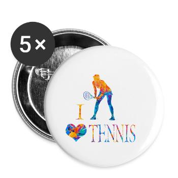 J'aime le tennis - Lot de 5 petits badges (25 mm) - blanc - Devant