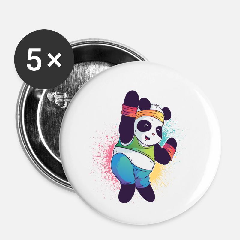 Cute activity PANDA - Buttons small 1''/25 mm (5-pack) - white