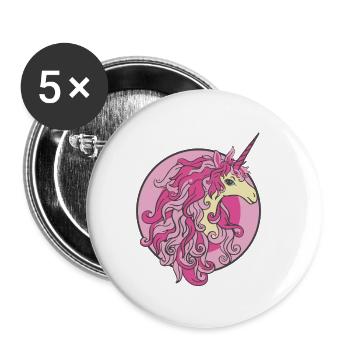 Belle Licorne - Lot de 5 petits badges (25 mm) - blanc - Devant