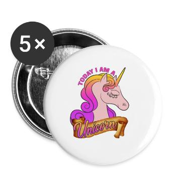 Aujourd'hui je suis une licorne - Lot de 5 petits badges (25 mm) - blanc - Devant