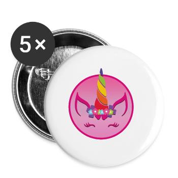 pink unicorn - Buttons small 1''/25 mm (5-pack) - white - Front