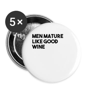 Men mature like good wine - Buttons klein 25 mm (5er Pack) - Weiß - Vorne