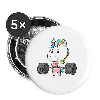 Einhorn Training Workout Krafttraining für Frauen - Buttons klein 25 mm (5er Pack) - Weiß - Vorne