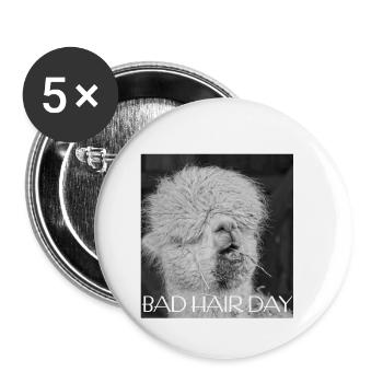 Bad Hair Day - Friseurin Friseur Barbier Geschenk - Buttons klein 25 mm (5er Pack) - Weiß - Vorne