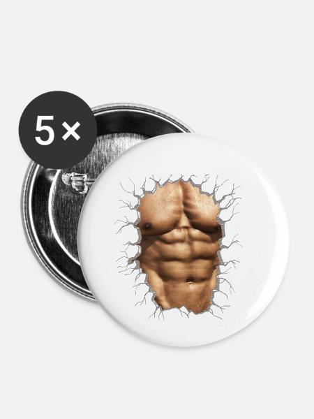 muscles 3 - Buttons klein 25 mm (5er Pack) - Weiß