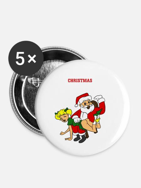 Weihnachten Spanking - Buttons klein 25 mm (5er Pack) - Weiß