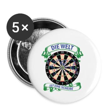 Dartscheibe darts DART dartsport - Buttons klein 25 mm (5er Pack) - Weiß - Vorne
