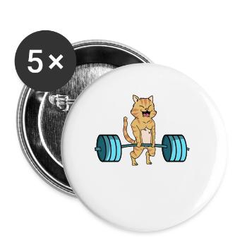 Cadeau de musculation haltère haltérophilie - Lot de 5 petits badges (25 mm) - blanc - Devant